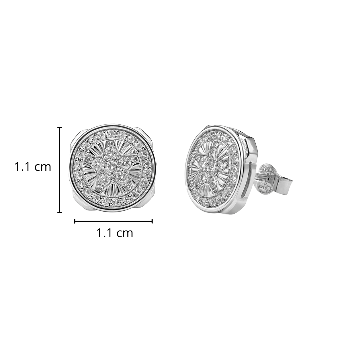Broquel Circulo Grande con Estrella circonias Plata .925 con Baño de Rodio