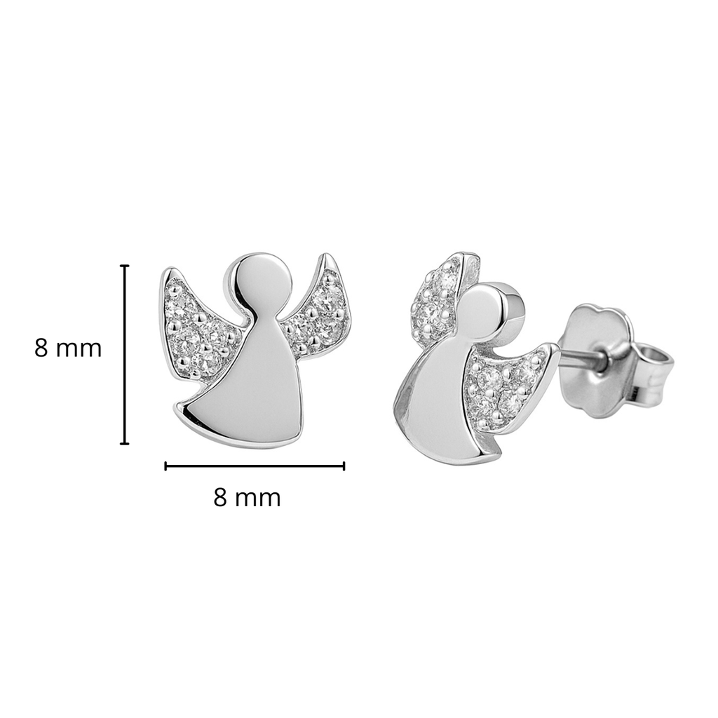 Broquel Angel con Circonias Plata .925 con Baño de Rodio