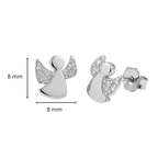 Broquel Angel con Circonias Plata .925 con Baño de Rodio