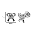 Arete Broquel Moño con Circonia Plata .925 con Baño de Rodio
