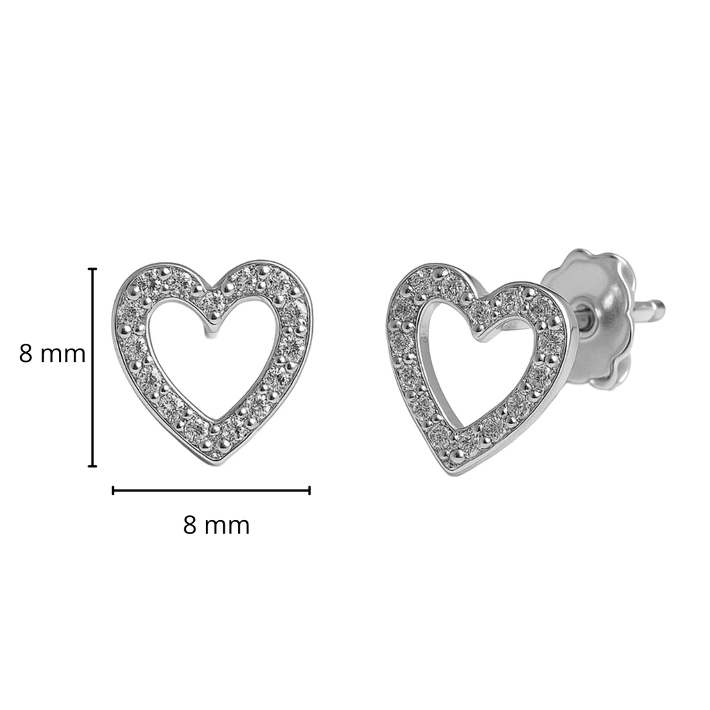 Arete Broquel Silueta de Corazón con Micro Circonias Plata .925