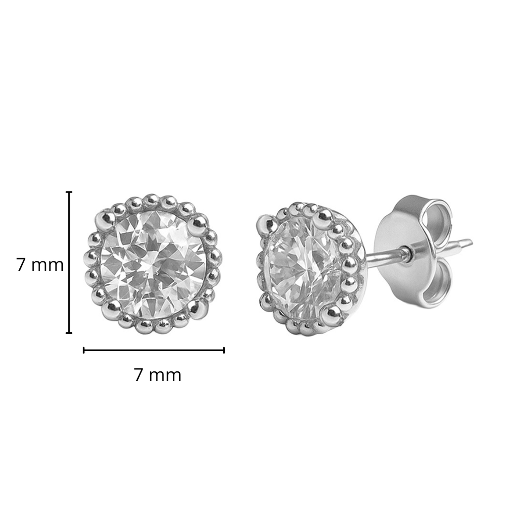 Arete Broquel Circonia Circulo Montadura Tipo Diamante Plata .925