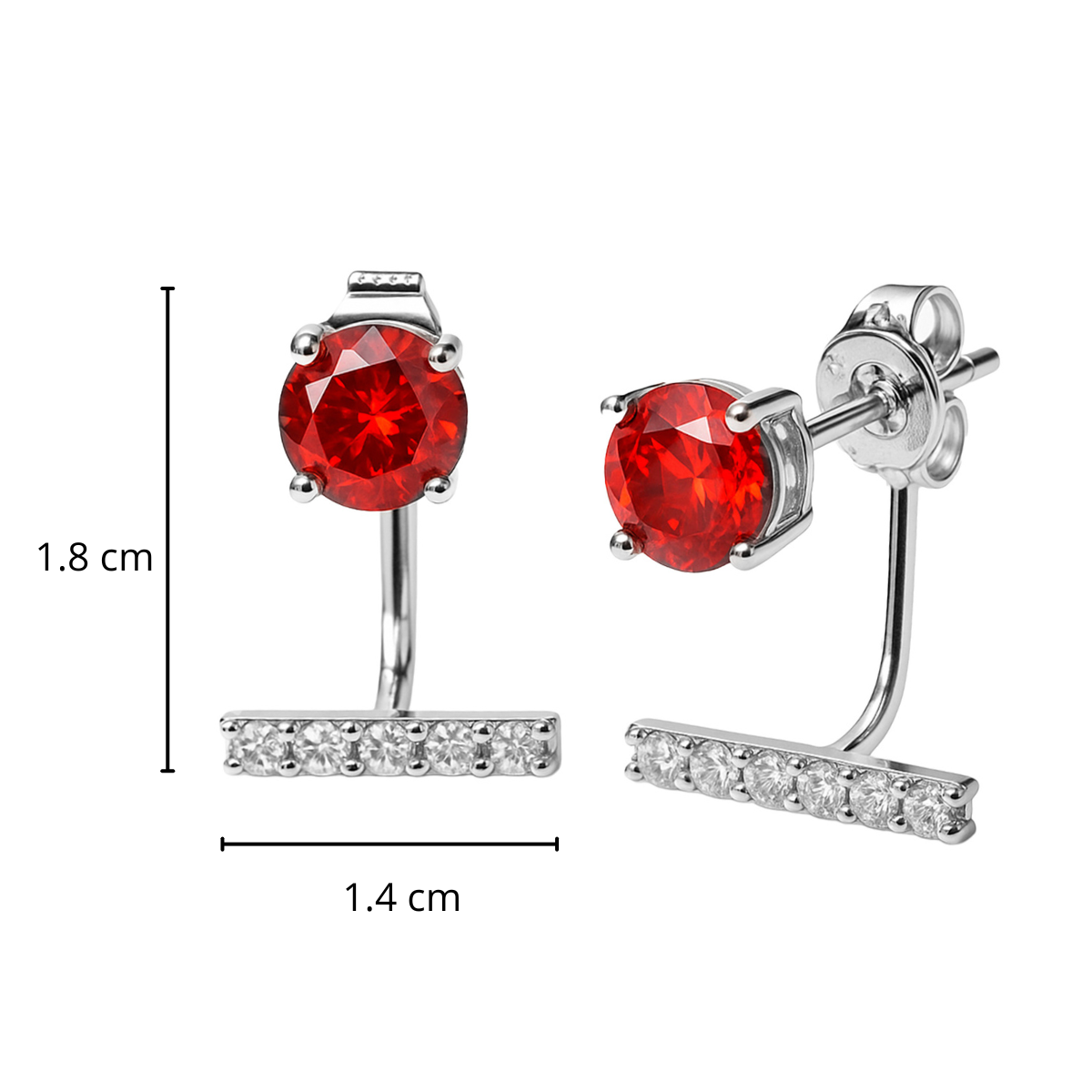 Arete Broquel Telefono con Doble Uso Circonias Plata .925