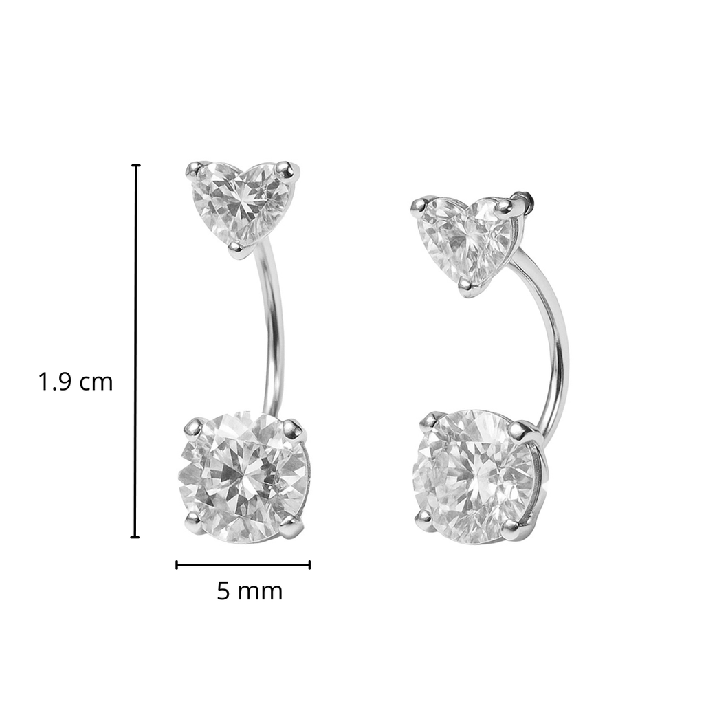 Arete Broquel Teléfono nacional Corazón y Circulo Circonias Plata .925