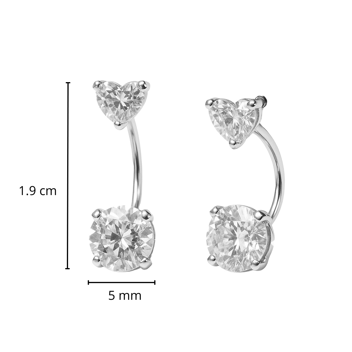 Arete Broquel Teléfono nacional Corazón y Circulo Circonias Plata .925