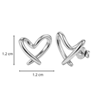 Arete Broquel Silueta Corazón Liso Encontrado Plata .925