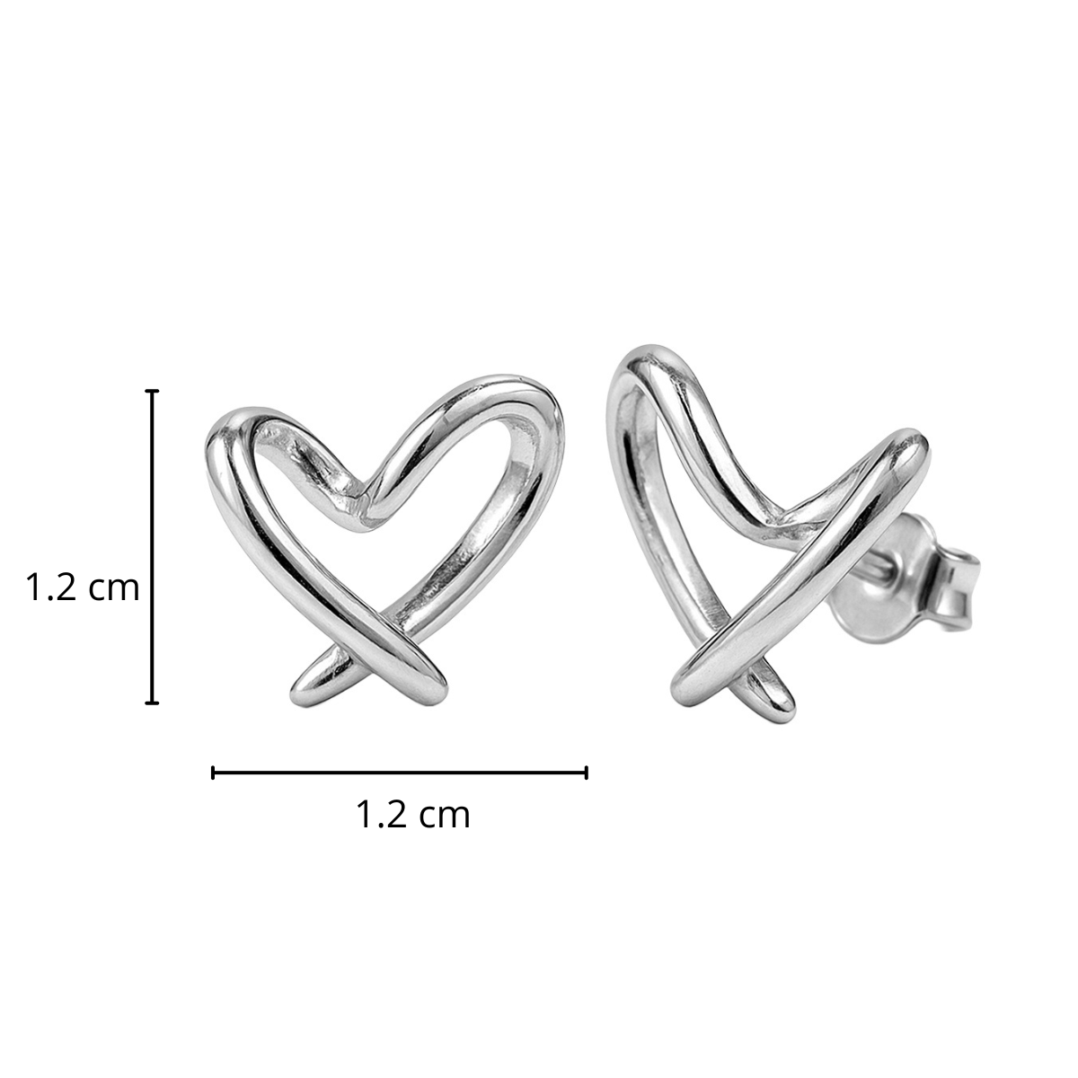Arete Broquel Silueta Corazón Liso Encontrado Plata .925