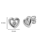 Arete Broquel Corazón Liso con una Circonia en Medio Plata .925
