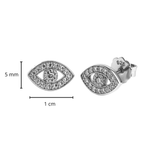 Arete Broquel Ojo Turco con Micro Circonias Plata .925 con Baño de Rodio