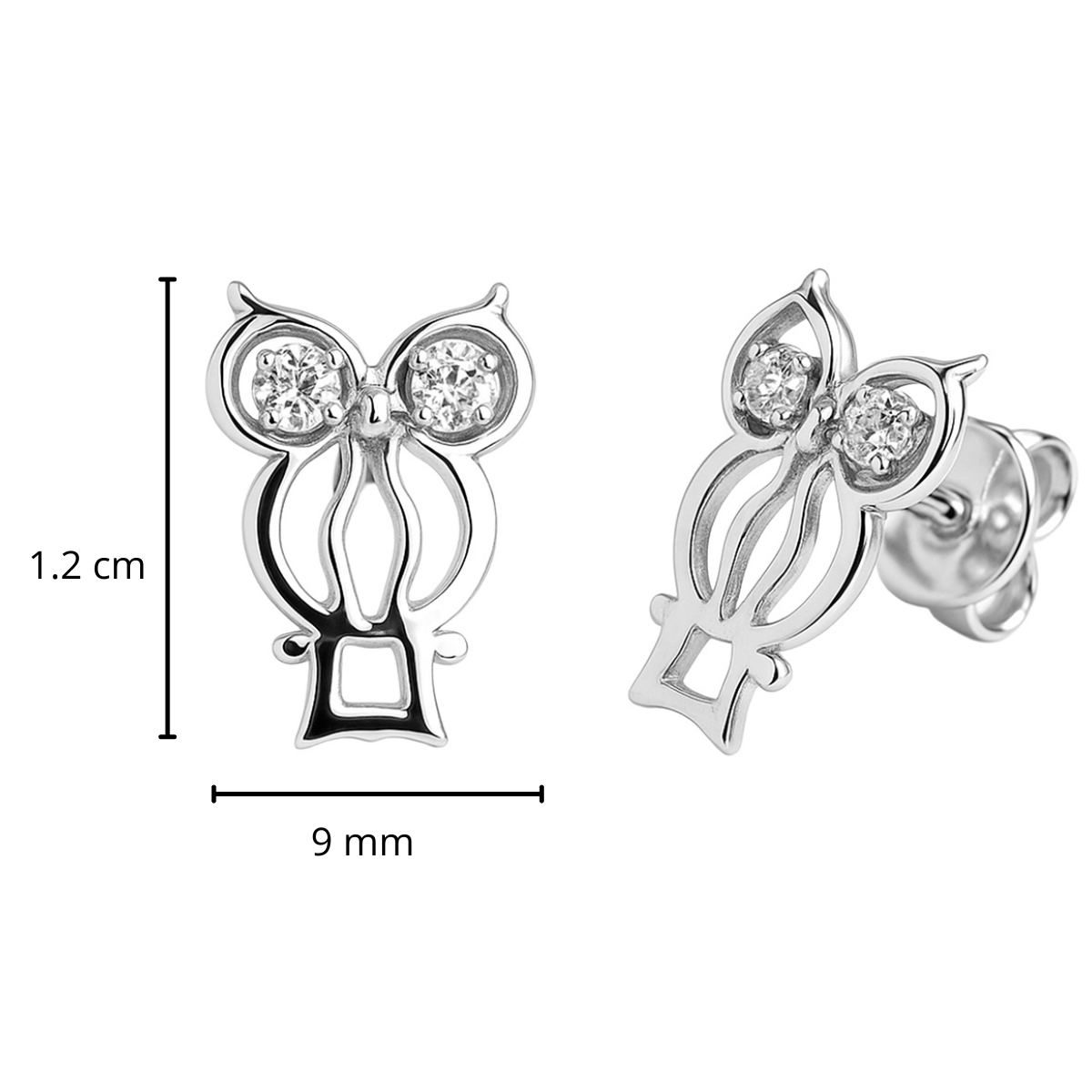 Arete Broquel Silueta de Buho con Circonia Plata .925