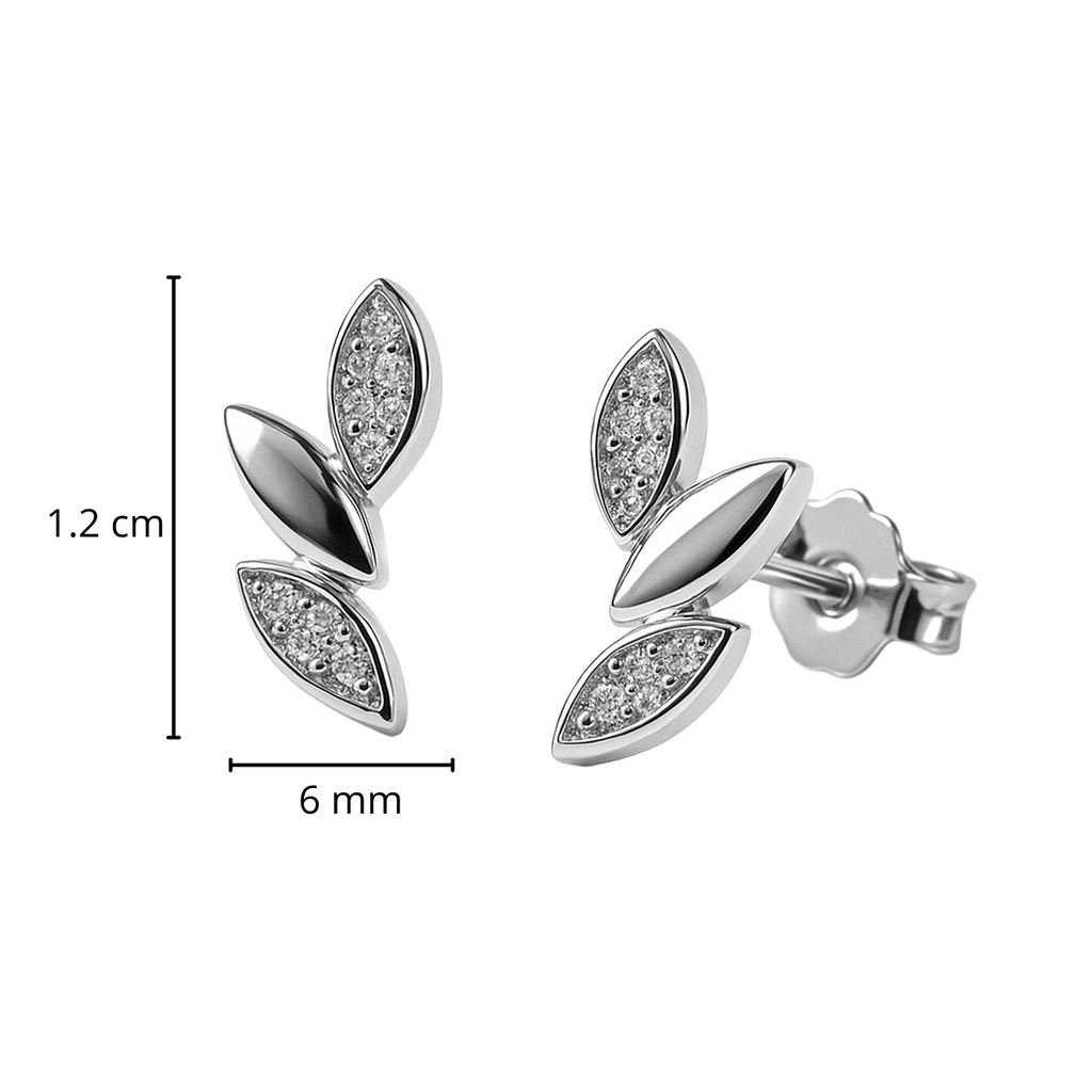 Broquel Semilla con Micro Circonias Plata .925 con Baño de Rodio