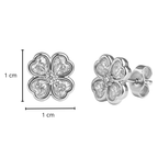 Arete Broquel Trebol 4 Corazones con Circonias Plata .925