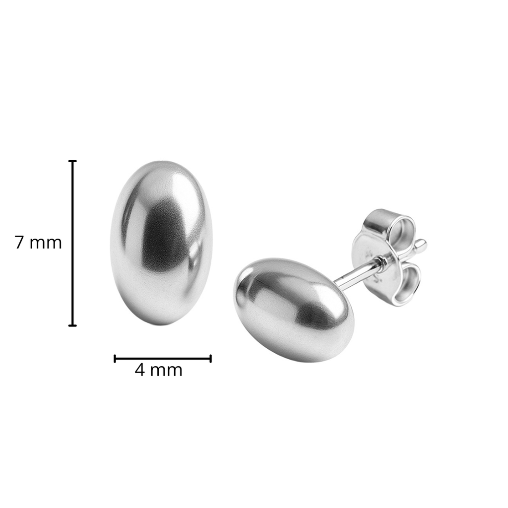 Arete Broquel Liso Ovalo Bombeado Plata .925