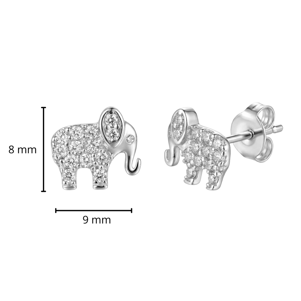 Arete Broquel Elefante con Micro Circonias Plata .925