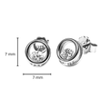 Arete Broquel Doble Circulo con Circonia Plata .925 con Baño de Rodio