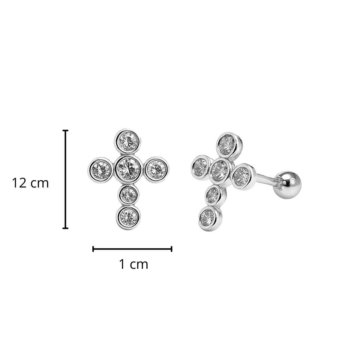 Broquel Cruz con Circonias Circulares Biseladas Plata .925