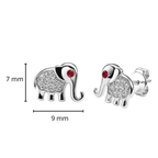 Broquel Elefante con Circonias Blancas Ojito Rojo Plata .925