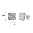 Broquel Flor Grande 1.1 cm,  Inspirado Van C con Piedras Naturales Plata .925 con Baño de Rodio