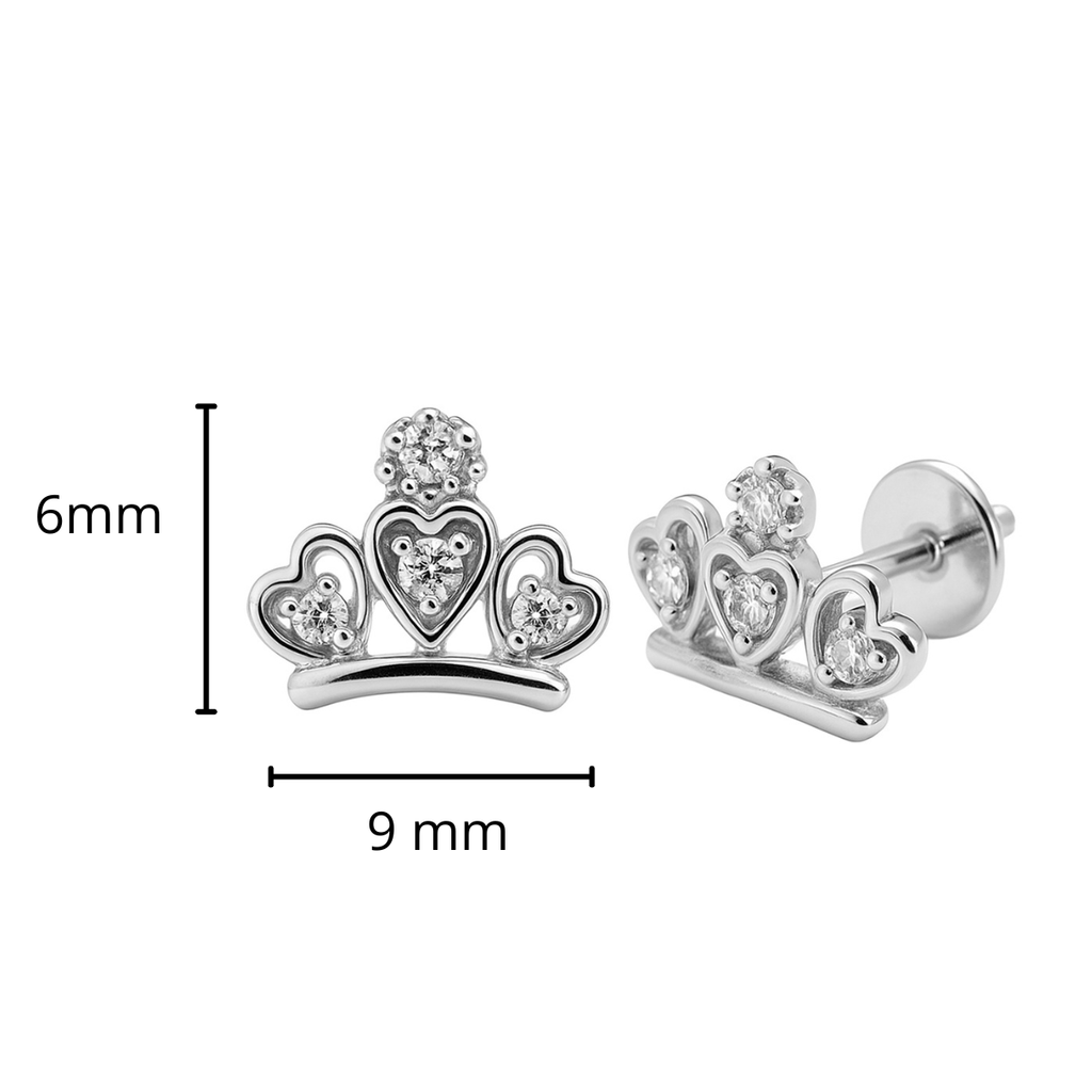 Broquel Corona con 3 Corazones y Circonias Plata .925