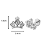 Broquel Corona con 3 Corazones y Circonias Plata .925