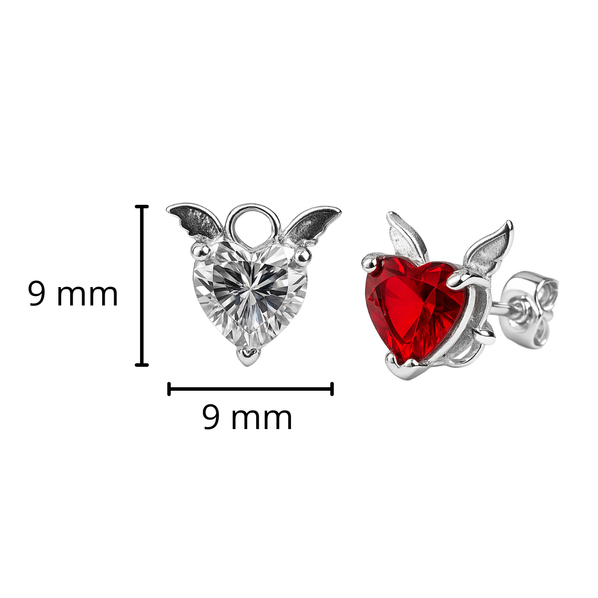 Broquel Conciencia en Forma de Corazon con Circonias Plata .925