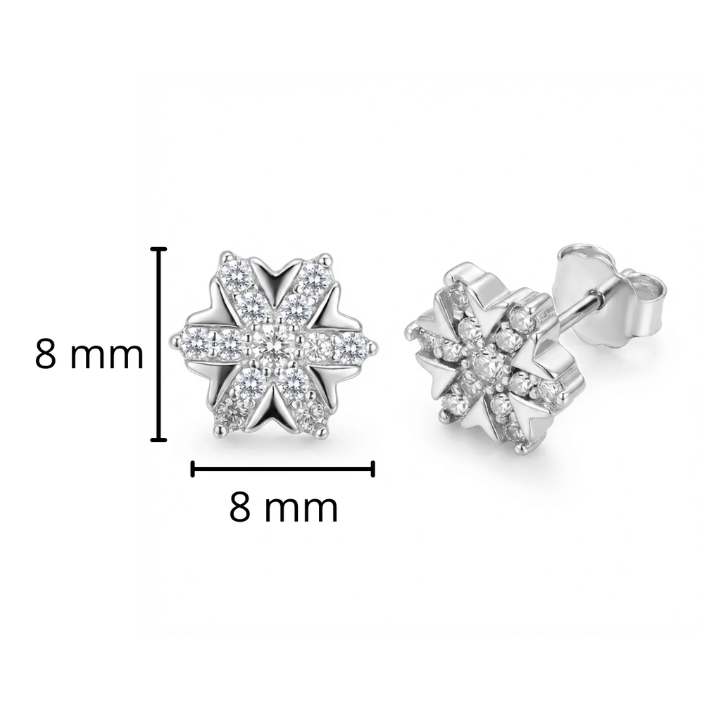 Broquel Florecita con Micro Circonias Plata .925 con Baño de Rodio