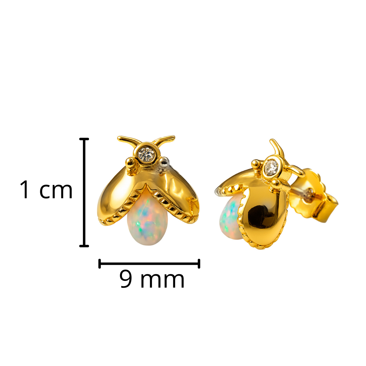 Broquel Evangeline con Ópalo Australiano Plata .925 con Baño de Oro