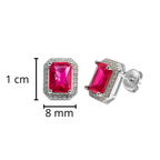 Broquel Circonia Rectangular Grande con Micro Circonias Plata .925 con Baño de Rodio