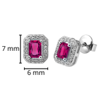 Broquel Circonia Rectangular Mediana con Micro Circonias Plata .925 con Baño de Rodio