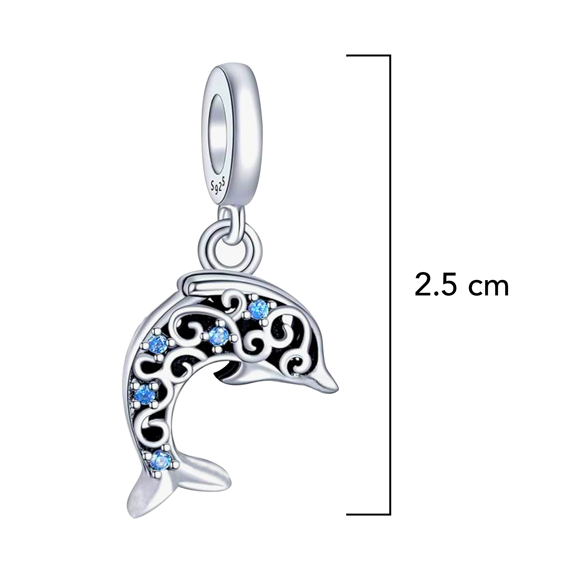 Charm Inspirado Pan 1:1 Delfin con Micro Circonias Plata .925