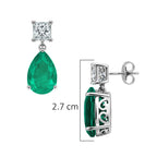 Aretes Turmalina Gota con Circonia Cuadrada Blanca, Medida 2.7cm, Plata .925 con Baño de Rodio