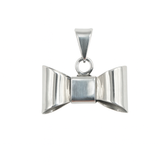 Dije de Moño Bombeado Liso de 2cm Plata .925