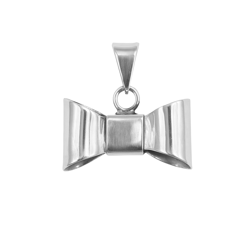 Dije de Moño Bombeado Liso de 2cm Plata .925