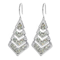 Arete Largo Rombo con Cristales Hecho a Mano Plata .925