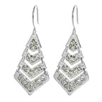 Arete Largo Rombo con Cristales Hecho a Mano Plata .925