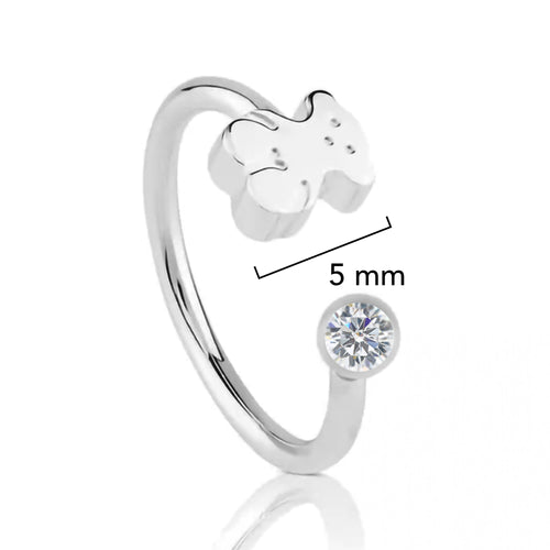 Anillo Osos 1:1 Oso de Plata y Circonia Plata .925 con Baño de Rodio