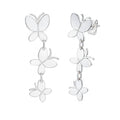 Arete Largo 3 Mariposas Lisas Hecho a Mano Plata .925