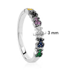 Anillo Osos 1:1 6 Osos con Circonias de Colores Plata .925 con Baño de Rodio
