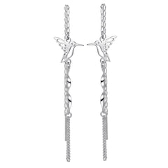 Arete Largo Estilo VIolador Colibri Hecho a Mano Plata .925