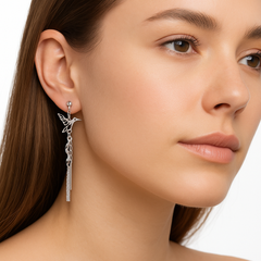 Arete Largo Estilo VIolador Colibri Hecho a Mano Plata .925