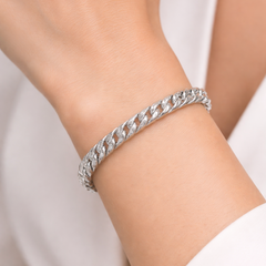 Pulsera Cubana Diamantada Plata .925