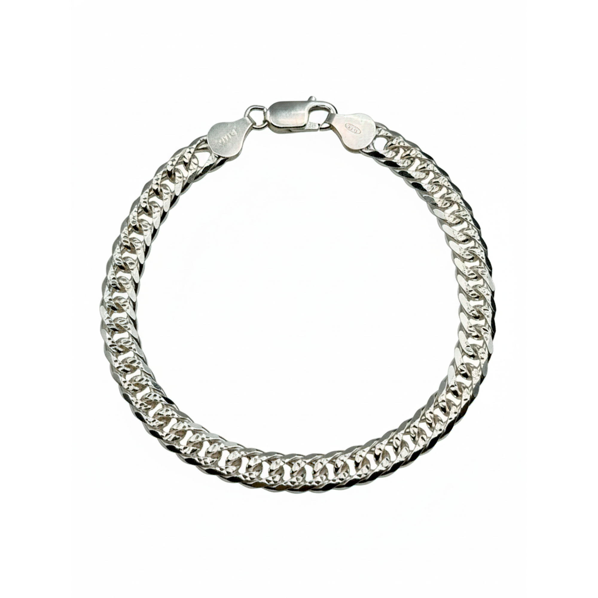 Pulsera Cubana Diamantada Plata .925