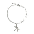 Pulsera con Dije Libélula con Dos Tipos de Cadena Corazones y Doble Rombo Plata .925