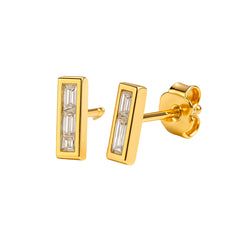 Broquel Barrita de Circonias Plata .925 con Baño de Oro