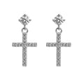 Arete Mediano Cruz con Circonias Plata .925