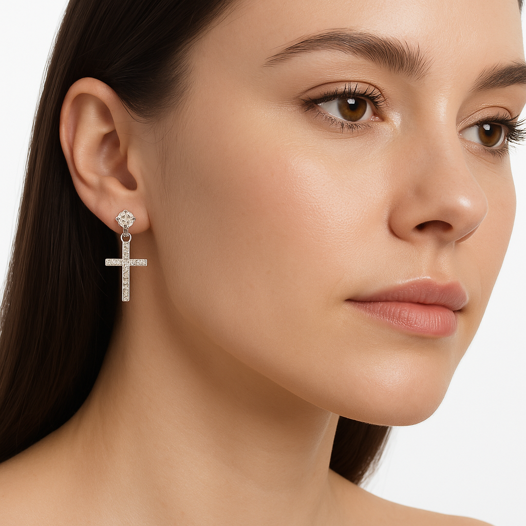 Arete cruz Plata .925