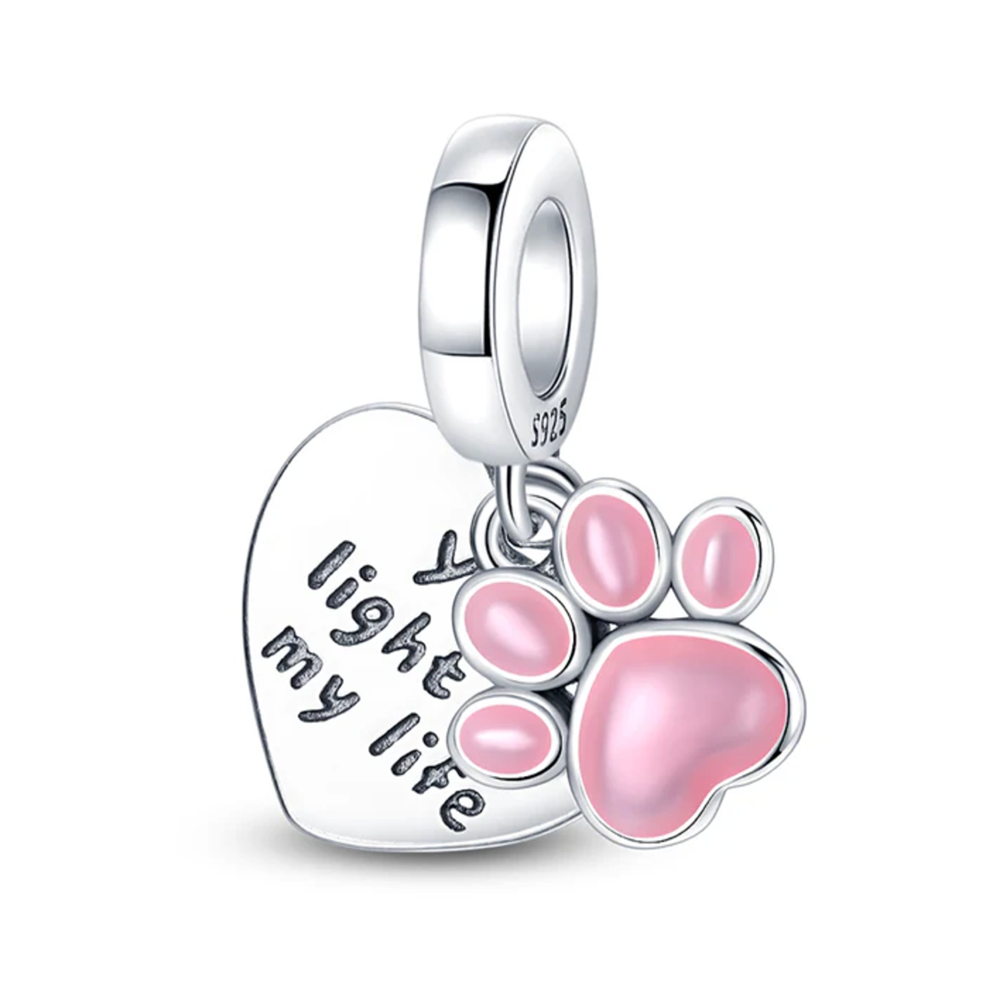 Charm Inspirado Pan 1:1 Huellita de Perro con Corazon Plata .925