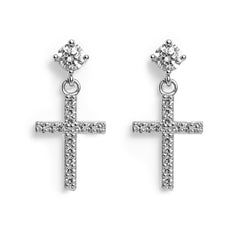 Arete Mediano Cruz con Circonias Plata .925