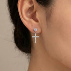 Arete Mediano Cruz con Circonias Plata .925