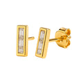 Arete Broquel Barrita de Circonias Plata .925 con Baño de Oro